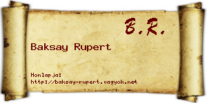 Baksay Rupert névjegykártya